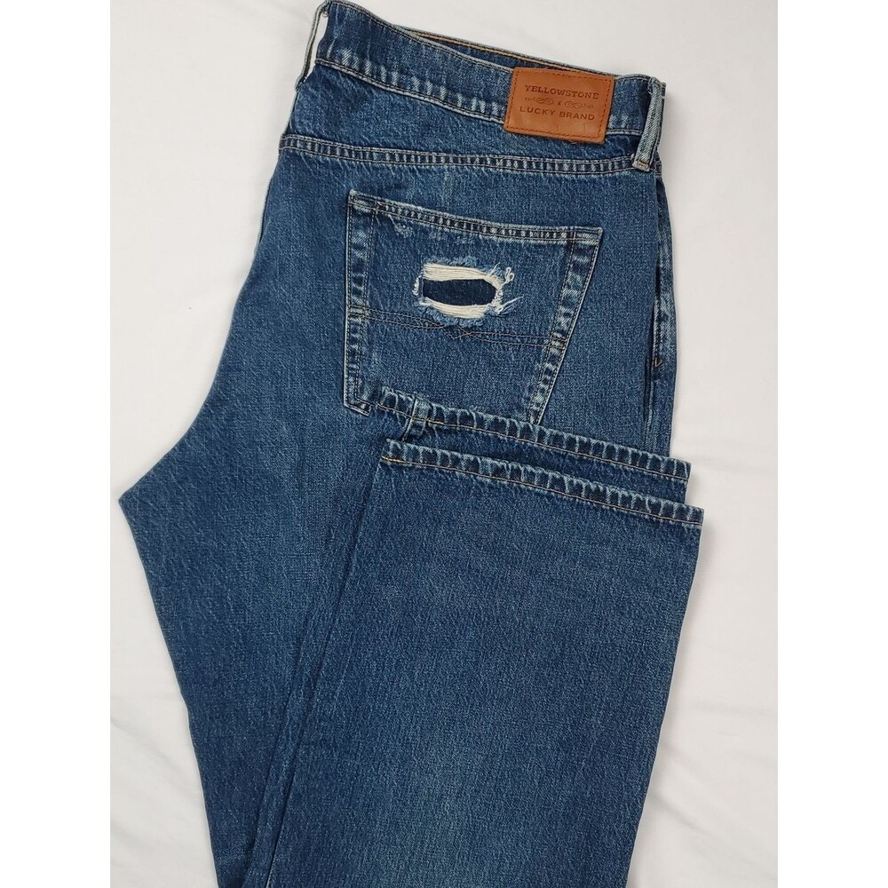 Lucky Brand Easy Rider Bootcut Jeans | Mens 42x32 Yellowstone Patch Denim